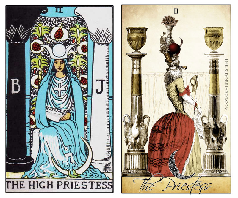 The Isidore Tarot compared to the Rider Waite Smith - The High Priestess