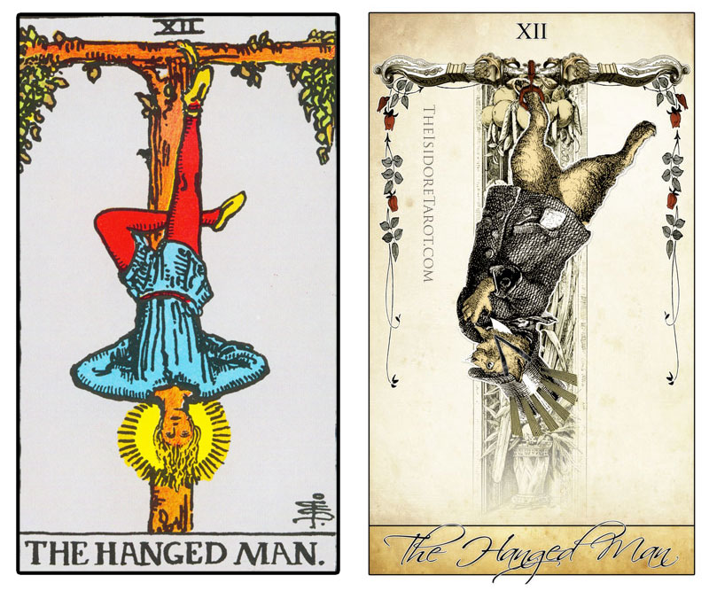 The Isidore Tarot compared to the Rider Waite Smith - The Hanged Man