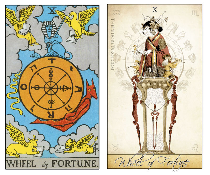 The Isidore Tarot compared to the Rider Waite Smith - The Wheel of Fortune