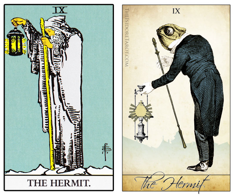 The Isidore Tarot compared to the Rider Waite Smith - The Hermit
