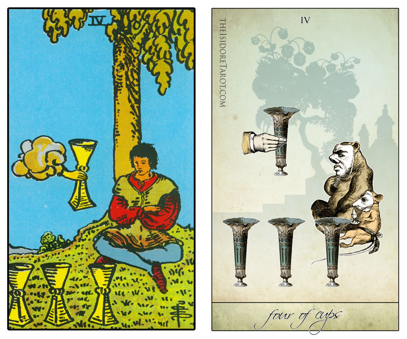 The Isidore Tarot compared to the Rider Waite Smith - Three of Cups