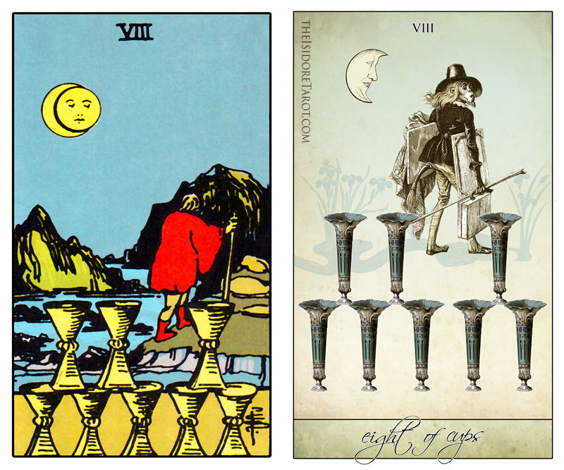 The Isidore Tarot compared to the Rider Waite Smith - Eight of Cups