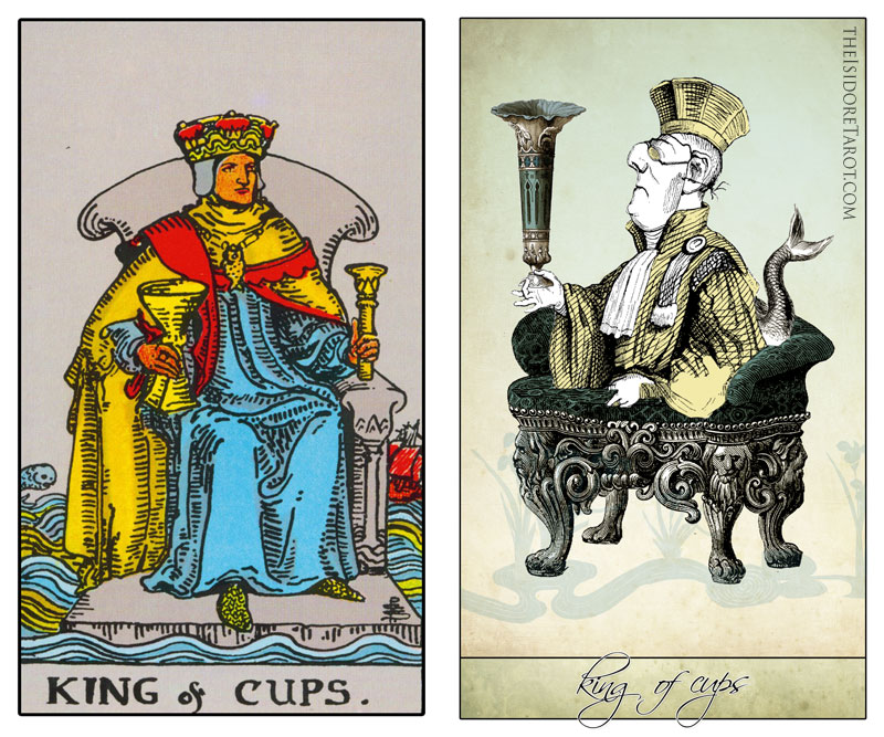 The Isidore Tarot compared to the Rider Waite Smith - The King of Cups
